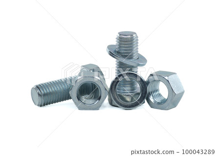 Zinc plated bolt, nut with flat and spring nut washers Zinc plated bolt, nut with flat and spring nut washers 100043289
