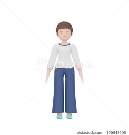 3DCG|Woman standing facing the front 3DCG|Woman standing facing the front 100043608