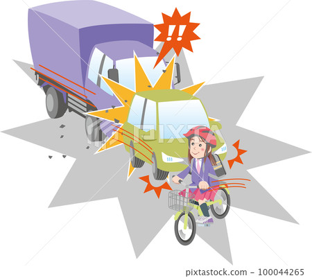 交通安全 <卡車、事故、追尾、急剎車、自行車頭盔> 100044265