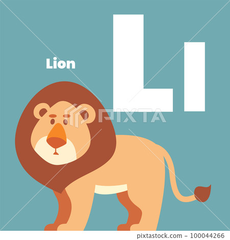 Cute children ABC alphabet flashcard words with the letter L 100044266