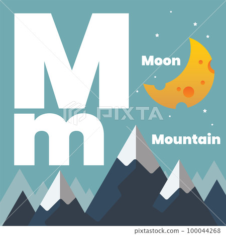 Cute children ABC alphabet flashcard words with the letter M Cute children ABC alphabet flashcard words with the letter M 100044268