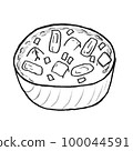 Miso soup line drawing black and white 100044591