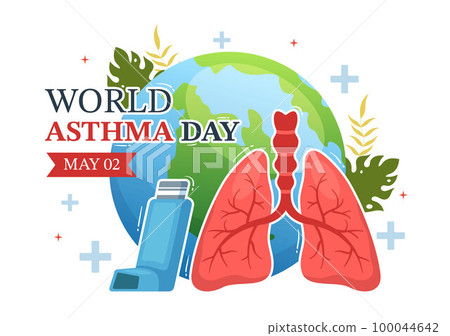 World Asthma Day on May 2 Illustration with Inhaler and Health Prevention Lungs in Flat Cartoon Hand Drawn for Web Banner or Landing Page Templates World Asthma Day on May 2 Illustration with Inhaler and Health Prevention Lungs in Flat Cartoon Hand Drawn for Web Banner or Landing Page Templates 100044642