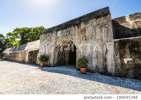 Building view of the Hobe Fort (Huwei Fort) in Tamsui District, New Taipei, Taiwan. The castle was built during the Qing Dynasty in China. Building view of the Hobe Fort (Huwei Fort) in Tamsui District, New Taipei, Taiwan. The castle was built during the Qing Dynasty in China. 100045398