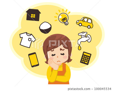 家庭主婦擔心家庭開支 100045534