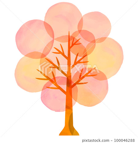 紅樹與水彩觸感秋葉枯葉秋/冬 100046288