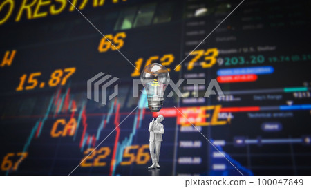 The Business man and  light bulb for idea or Creative concept 3d rendering 100047849