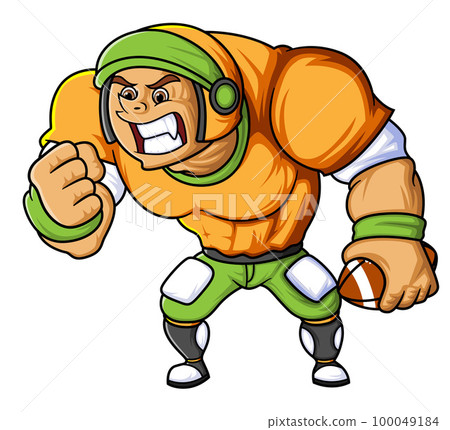 the young man mascot of American football complete with player clothe of illustration 100049184