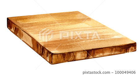 watercolour kitchen cutting wooden board, hand drawn sketch of chopping board, domestic illustration	 100049406
