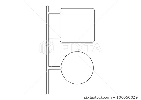 Single continuous line drawing template, set of road signs, Traffic signs on white background. Vector illustration. 100050029