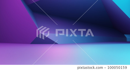 3d rendering of purple and blue abstract geometric background. Cyberpunk concept. Scene for advertising, technology, showcase, banner, cosmetic, fashion, business. Sci-Fi Illustration. Product display 3d rendering of purple and blue abstract geometric background. Cyberpunk concept. Scene for advertising, technology, showcase, banner, cosmetic, fashion, business. Sci-Fi Illustration. Product display 100050159