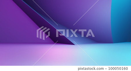 3d rendering of purple and blue abstract geometric background. Cyberpunk concept. Scene for advertising, technology, showcase, banner, cosmetic, fashion, business. Sci-Fi Illustration. Product display 100050160