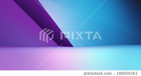 3d rendering of purple and blue abstract geometric background. Cyberpunk concept. Scene for advertising, technology, showcase, banner, cosmetic, fashion, business. Sci-Fi Illustration. Product display 100050161