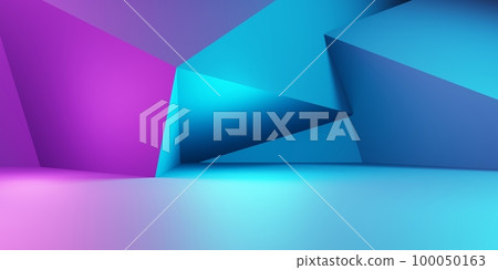 3d rendering of purple and blue abstract geometric background. Cyberpunk concept. Scene for advertising, technology, showcase, banner, cosmetic, fashion, business. Sci-Fi Illustration. Product display 3d rendering of purple and blue abstract geometric background. Cyberpunk concept. Scene for advertising, technology, showcase, banner, cosmetic, fashion, business. Sci-Fi Illustration. Product display 100050163