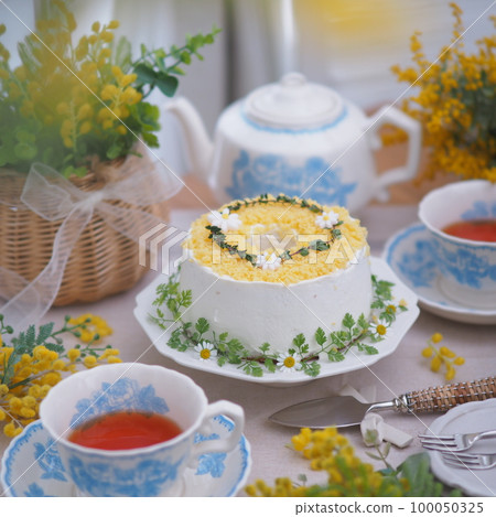 Mimosa Day Tea time with mimosa cake Mimosa Day Tea time with mimosa cake 100050325