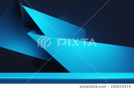 3d rendering of blue abstract geometric background. Cyberpunk concept. Scene for advertising, technology, showcase, metaverse, banner, cosmetic, fashion, business. Sci-Fi Illustration. Product display 3d rendering of blue abstract geometric background. Cyberpunk concept. Scene for advertising, technology, showcase, metaverse, banner, cosmetic, fashion, business. Sci-Fi Illustration. Product display 100050419
