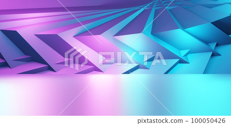 3d rendering of purple and blue abstract geometric background. Cyberpunk concept. Scene for advertising, technology, showcase, banner, cosmetic, fashion, business. Sci-Fi Illustration. Product display 3d rendering of purple and blue abstract geometric background. Cyberpunk concept. Scene for advertising, technology, showcase, banner, cosmetic, fashion, business. Sci-Fi Illustration. Product display 100050426
