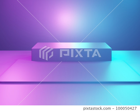 3d rendering of purple and blue abstract geometric background. Cyberpunk concept. Scene for advertising, technology, showcase, banner, cosmetic, fashion, business. Sci-Fi Illustration. Product display 3d rendering of purple and blue abstract geometric background. Cyberpunk concept. Scene for advertising, technology, showcase, banner, cosmetic, fashion, business. Sci-Fi Illustration. Product display 100050427