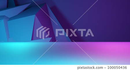 3d rendering of purple and blue abstract geometric background. Scene for advertising, technology, showcase, banner, cosmetic, fashion, business, metaverse. Sci-Fi Illustration. Product display 3d rendering of purple and blue abstract geometric background. Scene for advertising, technology, showcase, banner, cosmetic, fashion, business, metaverse. Sci-Fi Illustration. Product display 100050436