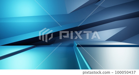 3d rendering of blue abstract geometric background. Cyberpunk concept. Scene for advertising, technology, showcase, metaverse, banner, cosmetic, fashion, business. Sci-Fi Illustration. Product display 3d rendering of blue abstract geometric background. Cyberpunk concept. Scene for advertising, technology, showcase, metaverse, banner, cosmetic, fashion, business. Sci-Fi Illustration. Product display 100050437