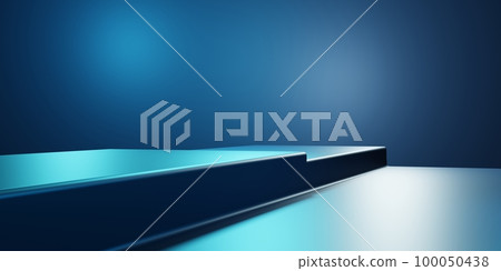 3d rendering of blue abstract geometric background. Cyberpunk concept. Scene for advertising, technology, showcase, metaverse, banner, cosmetic, fashion, business. Sci-Fi Illustration. Product display 3d rendering of blue abstract geometric background. Cyberpunk concept. Scene for advertising, technology, showcase, metaverse, banner, cosmetic, fashion, business. Sci-Fi Illustration. Product display 100050438