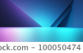 3d rendering of purple and blue abstract geometric background. Cyberpunk concept. Scene for advertising, technology, showcase, banner, cosmetic, fashion, business. Sci-Fi Illustration. Product display 100050474