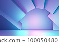 3d rendering of purple and blue abstract geometric background. Scene for advertising, technology, showcase, banner, cosmetic, fashion, business. Sci-Fi Illustration. Product display 100050480