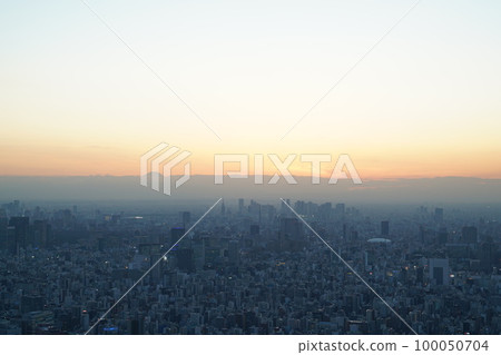 東京晴空塔天文台新宿方向日落後夜景 100050704