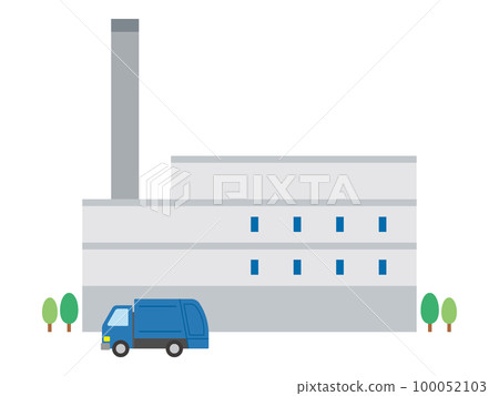 垃圾焚燒爐和垃圾車的插圖 100052103