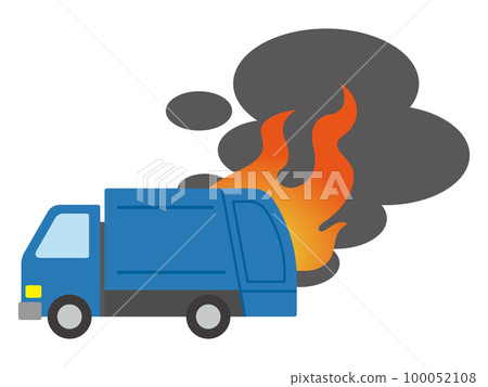 Illustration of a burning garbage truck Illustration of a burning garbage truck 100052108