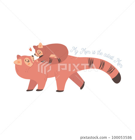 Red Panda Mama with baby. Happy Mothers day greeting Red Panda Mama with baby. Happy Mothers day greeting 100053586