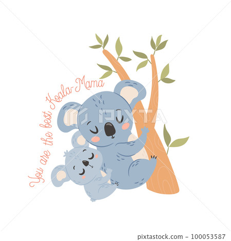 Mama Koala with baby. Happy Mothers day greeting Mama Koala with baby. Happy Mothers day greeting 100053587