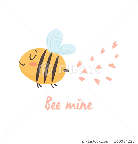 Bee mine. Cute little bee in love. Valentine's day card  100054223