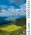 Mountain range in Swiss Alps in sunny day 100054264