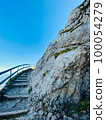 Wooden stairway on Mountain Pilatus in sunny day 100054279