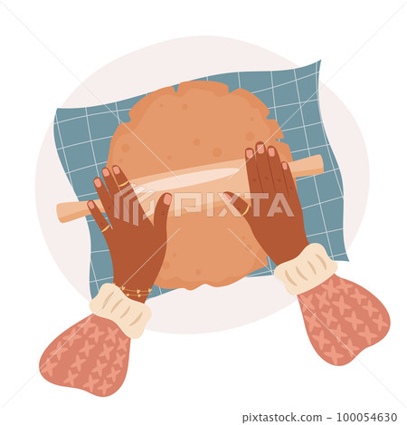 Woman making a dough for Christmas cookies. Woman making a dough for Christmas cookies. 100054630
