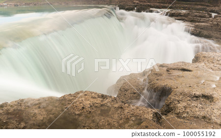 Spring Niagara waterfall in Montenegro with fast water stream 100055192