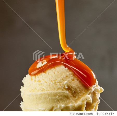 vanilla and chocolate ice cream ball Stock Photo by magone