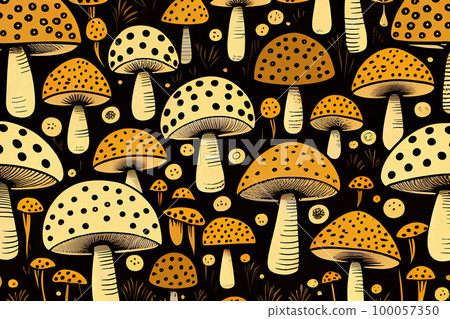 Colorful cute mushroom pattern. Wallpaper and... - Stock Illustration ...