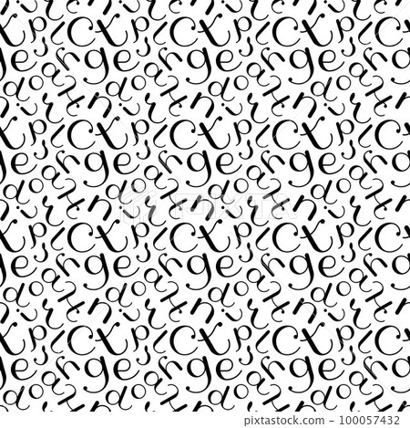 Alphabetical seamless pattern of black calligraphic letters. Can be used for fabric, textile, clothing, wallpapers or scrap booking. Vector illustration. 100057432