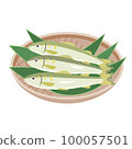 三條香魚在竹漏勺上的插圖 100057501
