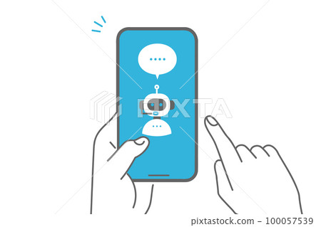 Image illustration material to use AI chatbot service on smartphone 100057539