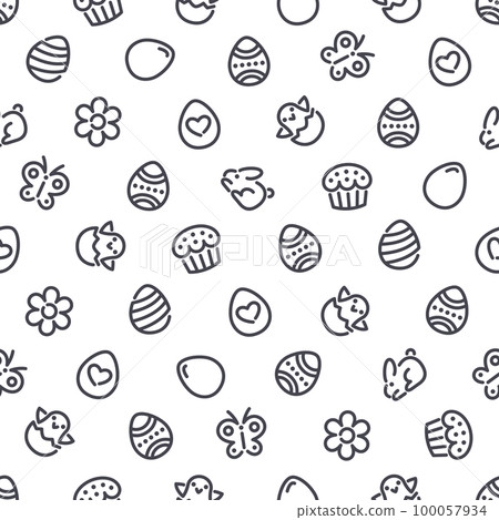 Easter Seamless Pattern with Icons 100057934