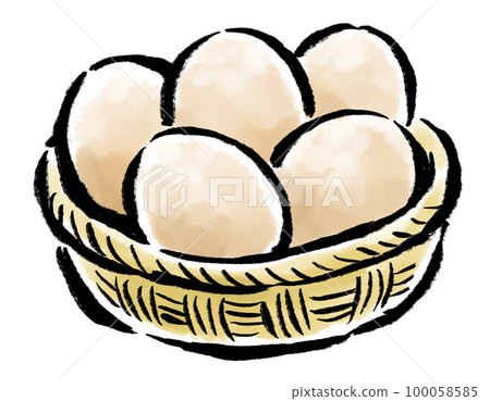 籃子裡的雞蛋棕色刷子觸摸插圖 100058585