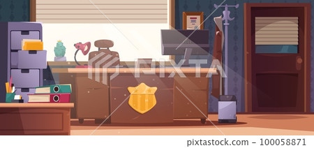 Detective office interior. Investigator cabinet... - Stock Illustration ...