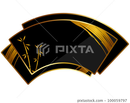 Japanese-style fan-shaped frame black & gold Japanese-style fan-shaped frame black & gold 100059797