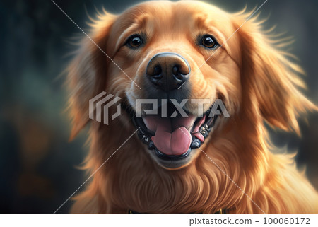 Golden retriever dog having a big smile Golden retriever dog having a big smile 100060172
