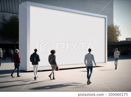 Clear billboard on city street with blank copy space screen for advertising 100060175