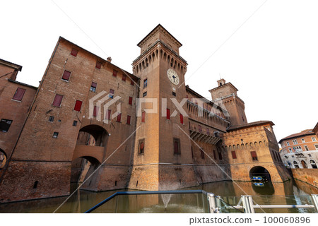 Estense Castle Isolated on White Background - Ferrara Emilia Romagna Italy Estense Castle Isolated on White Background - Ferrara Emilia Romagna Italy 100060896