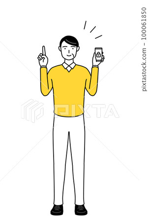 退休後的中老年男性對智能手機採取安全措施 退休後的中老年男性對智能手機採取安全措施 100061850